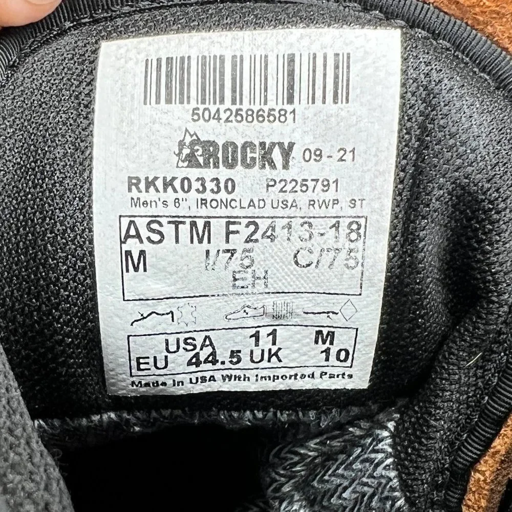 Rocky Men's Size‎ 11 IronClad Steel Toe Waterproof Work Boots